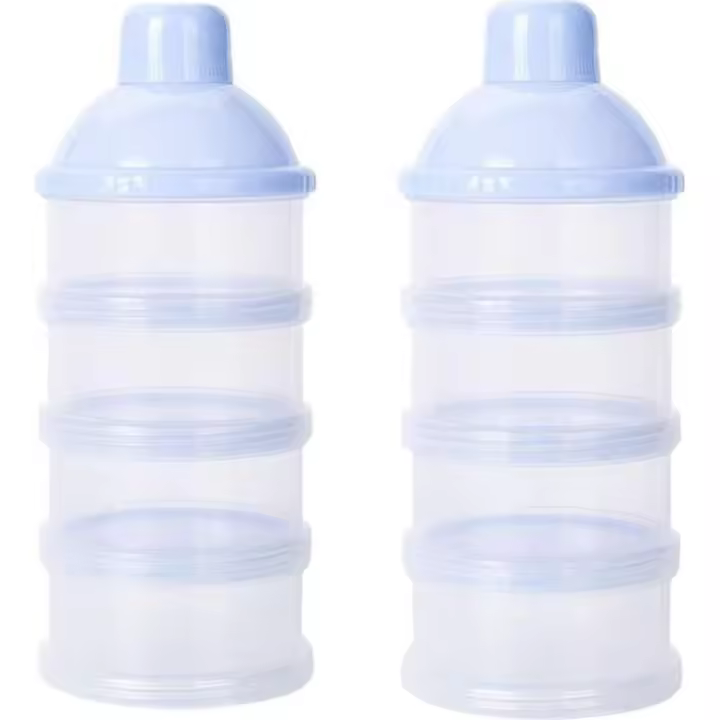 Dispensador de leche en Polvo (2 Unidades), dispensador de Leche de Fórmula en Polvo de 4 Capas, contenedor portátil para leche en Polvo para Bebés, contenedor con nivelador (Azul) - 1