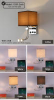 Lámpara De Pared Moderna E27 Con Luz De Lectura LED Y USB Para Dormitorio Sala De Estar Hotel Instalación En La Pared Material De Tela - details 7