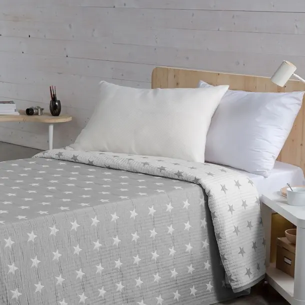 COLCHA GRIS REVERSIBLE STAR JAVIERLARRAINZAR CAMA DE 90 - 1