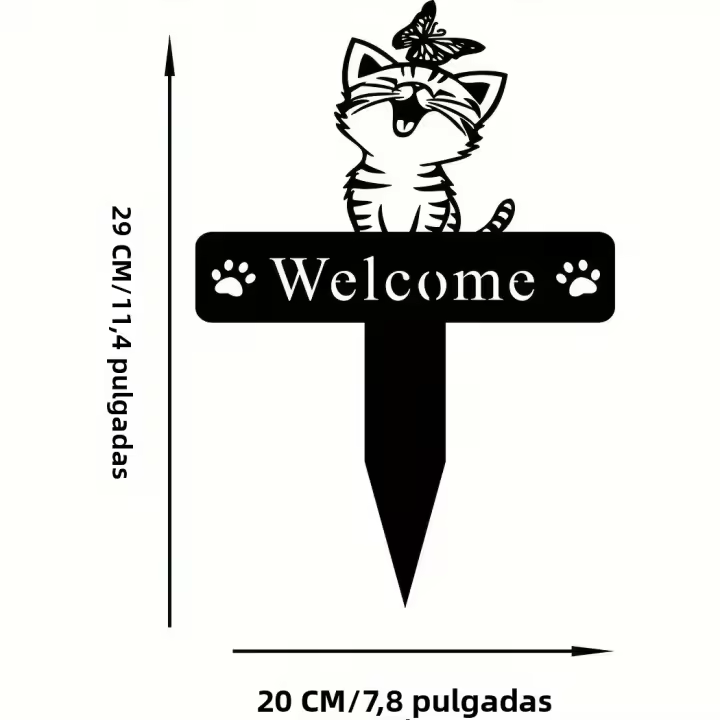 Decoración De Jardín Con Gato Negro De Metal Arte Para Pared Exterior Adornos Para Casa Y Granja Regalo Para Courtyard Lawn - 1
