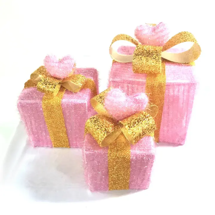 Caja De Regalo Forma De Corazón Rosa Con Luz Para Decoración De Bodas Y Fiestas Decoración De Dormitorio Arreglo De Ambiente! - 1