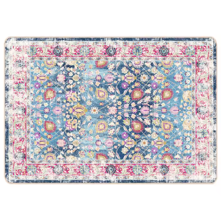 vidaXL Alfombra lavable antideslizante multicolor 160x230 cm Color Negro,  Gris y dorado,  Mosaico y mas Alfombras de área  Alfombra de Piso para Sala de Estar Dormitorio Habitación Salón - 1