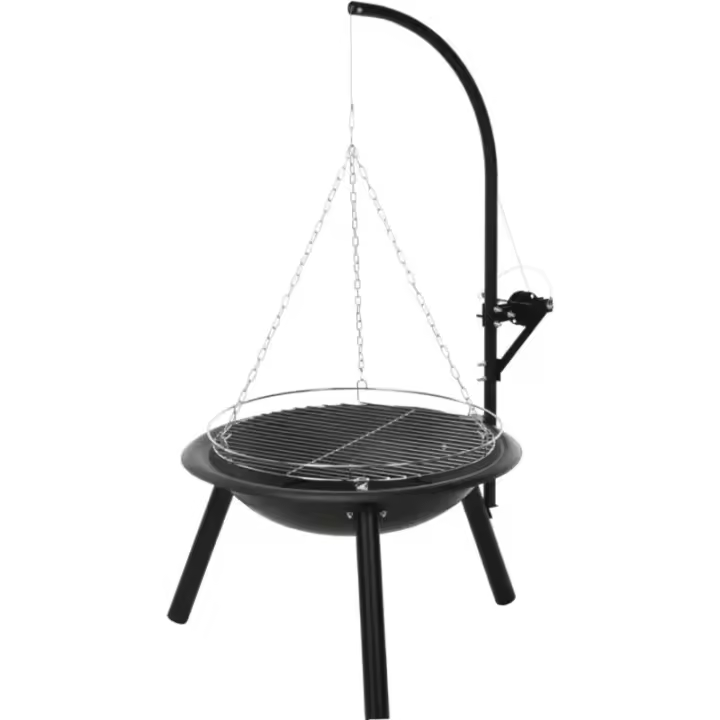 Parrilla de Carbón Resistente y Portátil - Parrilla de Metal para Exterior con Soporte y Cadena Triangular, Ideal para Asados y Camping (54x16x54 cm). - 1