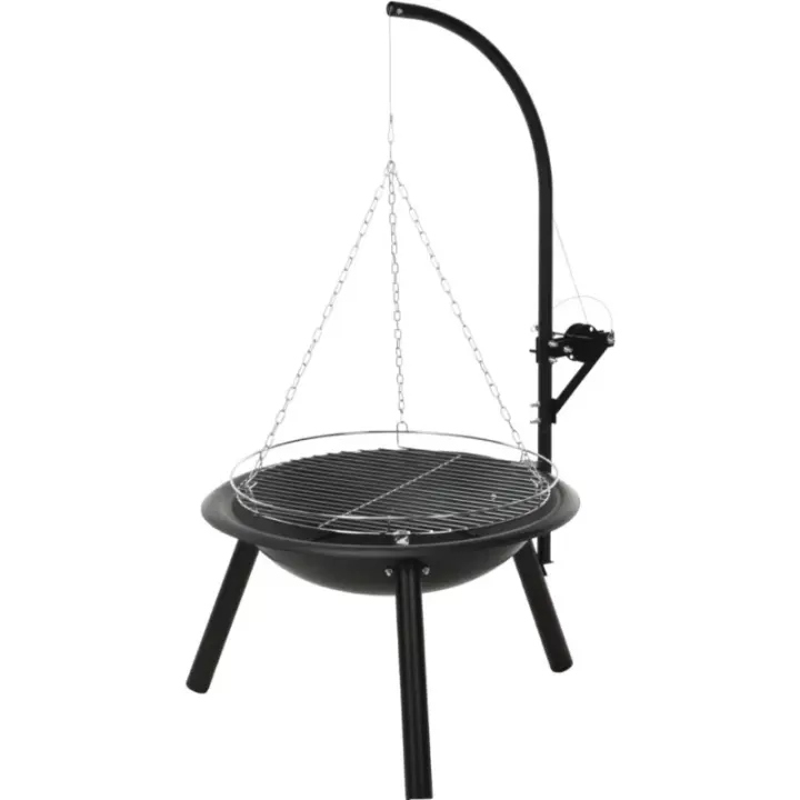 Parrilla de Carbón Resistente y Portátil - Parrilla de Metal para Exterior con Soporte y Cadena Triangular, Ideal para Asados y Camping (54x16x54 cm). - 1