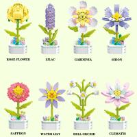 Bloques De Construcción Eterna Para Jardín Bouquet Potted Con Saffron Lilac Gardenia Juguetes De Montaje DIY Para Niños Regalos De Vacaciones - details 1