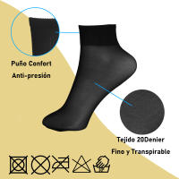 Geshop 10 Pares Medias Lycra Tobilleras 20 D Denier Anti Presión para Mujeres  Calcetines Tobilleros Lycra Anti presión  Color Negro, Carne - details 1