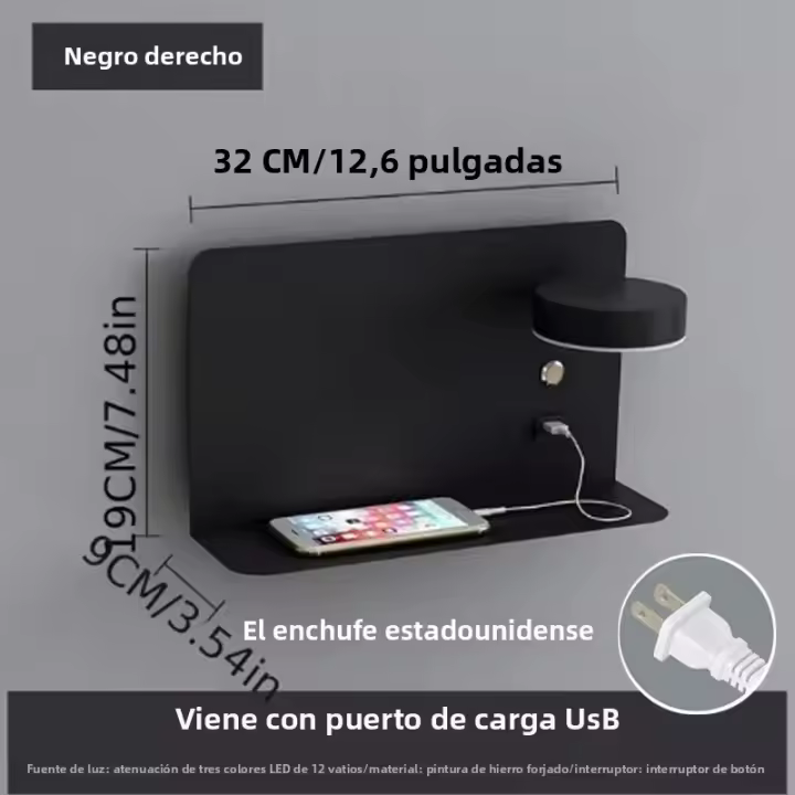 Lámpara De Pared Moderna Minimalista Con Botón Y Cabezal Giratorio 330° Recargable Por USB Iluminación Interior Para Dormitorio Con Enchufe EU/US - 1