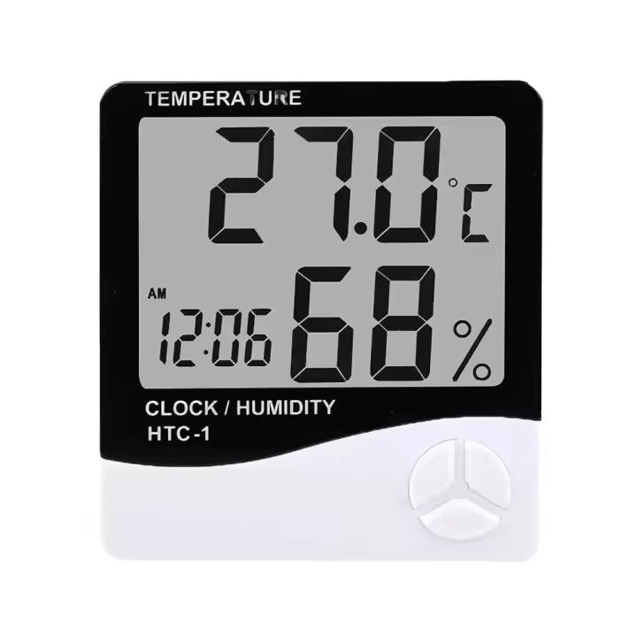 Sensor De Temperatura 3 En 1 Termómetro Higrómetro Y Reloj Digital De 3.7 Pulgadas Medidor De Humedad Interior Estación Climática Para El Hogar - 1