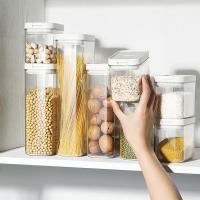 Juego De Botellas De Almacenamiento De Plástico Transparente Para Cocina Ajuste Táctil Para Cereales Frijoles Y Snacks - details 4