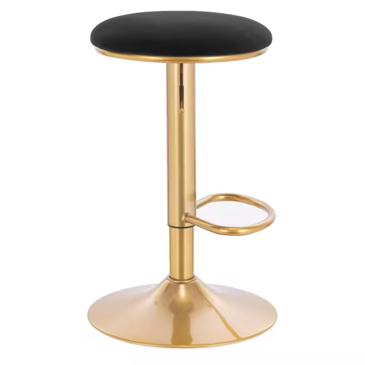 ORION91oficial® - Taburete Alto, GLOK  Regulable, Asiento Acolchado, Terciopelo  Color Negro y Estructura Dorado (Altura 61 a 82cm) cm) Comedor Oficina Salón Restaurante Bar Teletrabajo Cocina - spaziOrion91 - 1