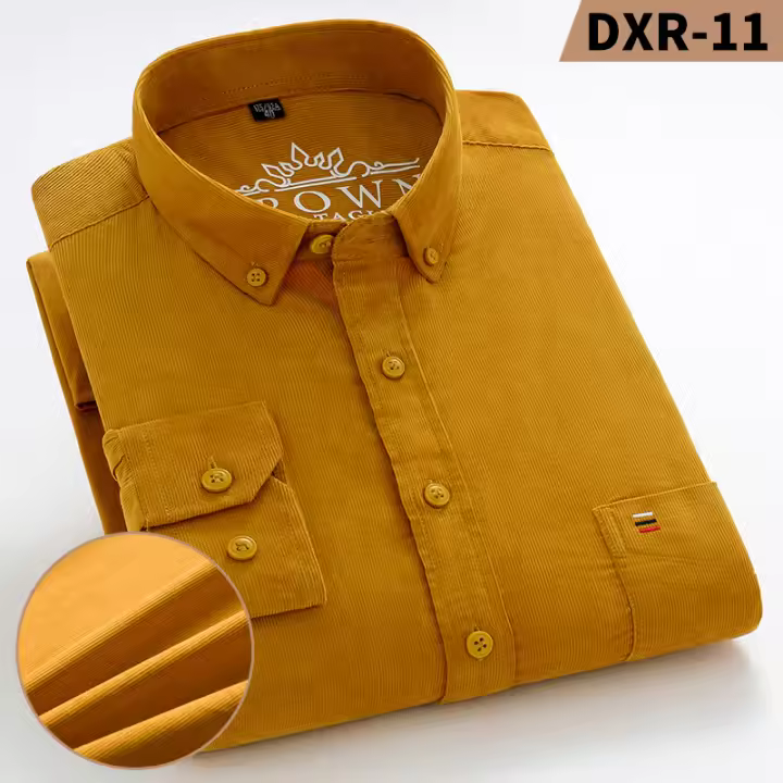 Camisa Larga De Manga Para Hombre Algodón Puro Corduroy Retro Resistente a Rasguños Y Desgaste Ropa Casual Social Diaria - 1