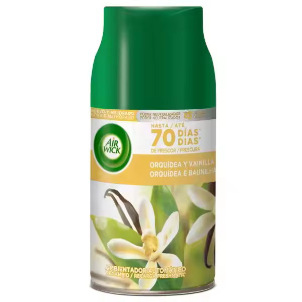 Air Wick Ambientador Freshmatic - Recambio Spray Automático, Esencia para Casa con Aroma a Flor Frescor Ropa, Nenuco, Flores Blancas, Delicias de Verano, Lirio de Luna y Oasis Turquesa - 1