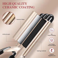 Rizador De Pelo Eléctrico Ajustable En Temperatura Con 3 Tubos Egg Roll Triple Barrel Wanda Para Estilo De Ondas Y Rizos Cerámica Tourmalina - details 5