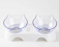 Tazón Doble Para Gatos Con Base Antideslizante Tazón De Alimentos Y Agua Para Perros Alimentador De Mascotas Material Plástico Forma Redonda - details 12
