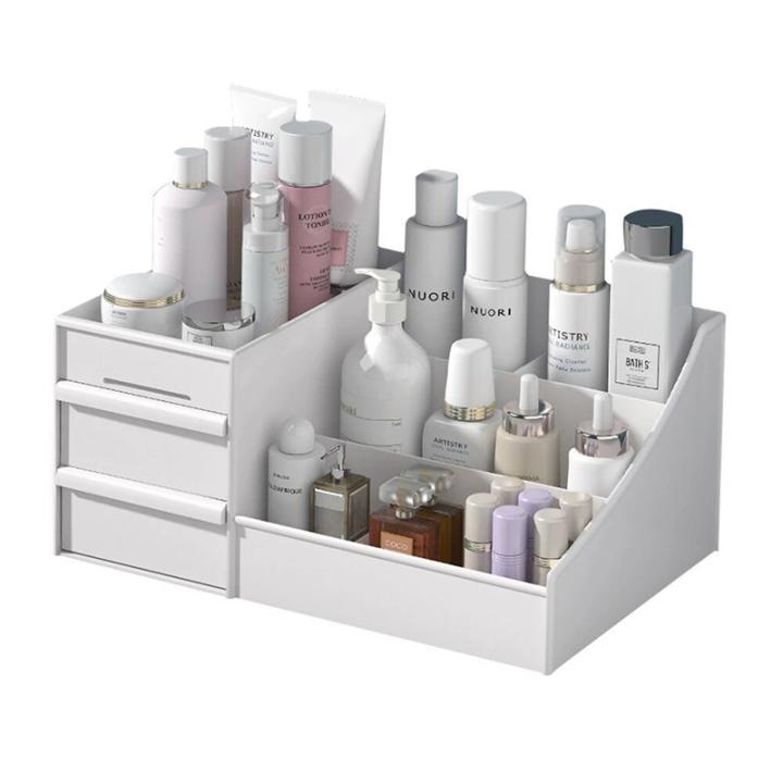 BIT Organizador de maquillaje para tocador, almacenamiento de escritorio de gran capacidad con cajones para cosméticos, cuidado de la piel, sombra de ojos, lociones, lápiz labial, esmalte de uñas y joyas en la encimera del baño y el dormitorio