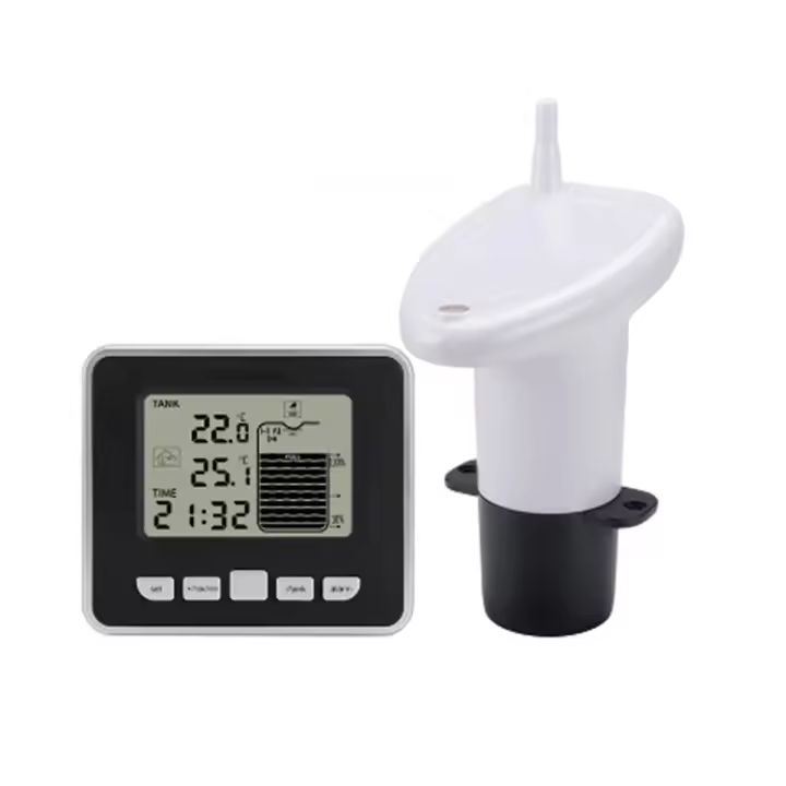 Inalámbrico ultrasónico tanque de agua medidor de nivel de líquido con sensor de temperatura Pantalla de tiempo de nivel de agua - 1