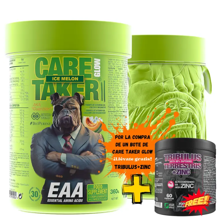 Caretaker II Glow® Aminoácidos esenciales de ZoomadLabs - Varios Sabores 360g + REGALO de bote TT + ZINC 60 caps 30 servicios - - 1