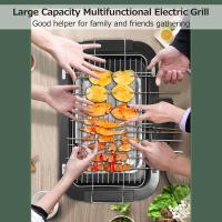 Parrilla sin Humo, Parrilla de Placa calefactora Antiadherente para el hogar, Parrilla de Barbacoa eléctrica portátil para Interiores y Exteriores, 5 ajustes de Temperatura, 2000 W. GRILL 35x48cm - details 3