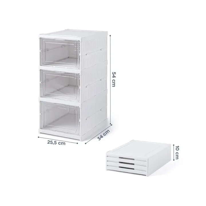 Cajas de Zapatos Plegables Transparentes de Plástico Resistente en 1 PIEZA de Niveles 3 o 6 - ONFENG: Caja de Zapatos con Tapas de Fácil Montaje REGALO DIA MADRE - 1