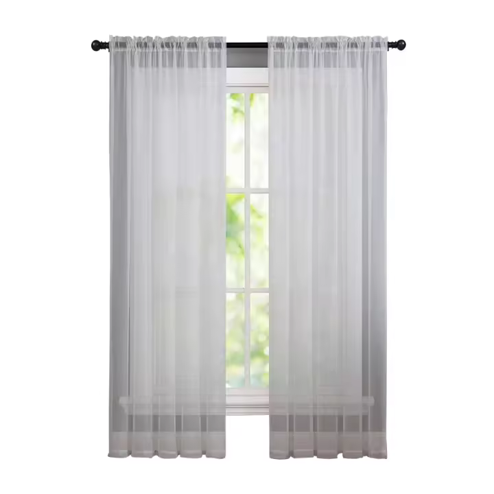 Cortina De Tule Transparente Para Ventana 100x200cm Color Sólida Barra De Hilo Decoración Del Hogar Cortina De Ventana Sin aislamiento Térmico - 1