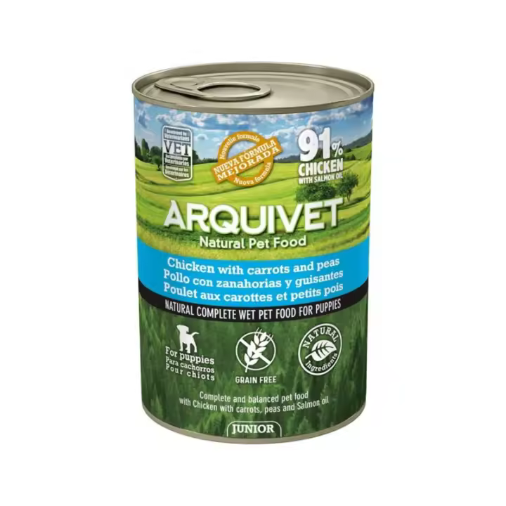 Arquivet - LATA JUNIOR Pollo/Zanahorias/Guisantes/Aceite de salmón 400gr - 1