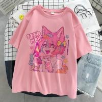 Camiseta Kawaii De Mujer Estampado De Dibujos Animados Rosa Harajuku Aesthetic Moda Coreana Y2k Casual Manga Corta O-Neck - details 16