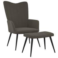 vidaXL Sillón de relax con taburete de terciopelo Gris claro, Gris oscuro, Verde oscuro Sillon Dormitorio Sillon Comodos Silla Relax Sillón Sofá - details 2