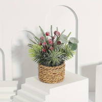 XIYA FLOWER Plantas Artificiales Rojas De Navidad Con Bayas Y Hojas Verdes En Maceta Material PE Decoración Para El Hogar - details 11
