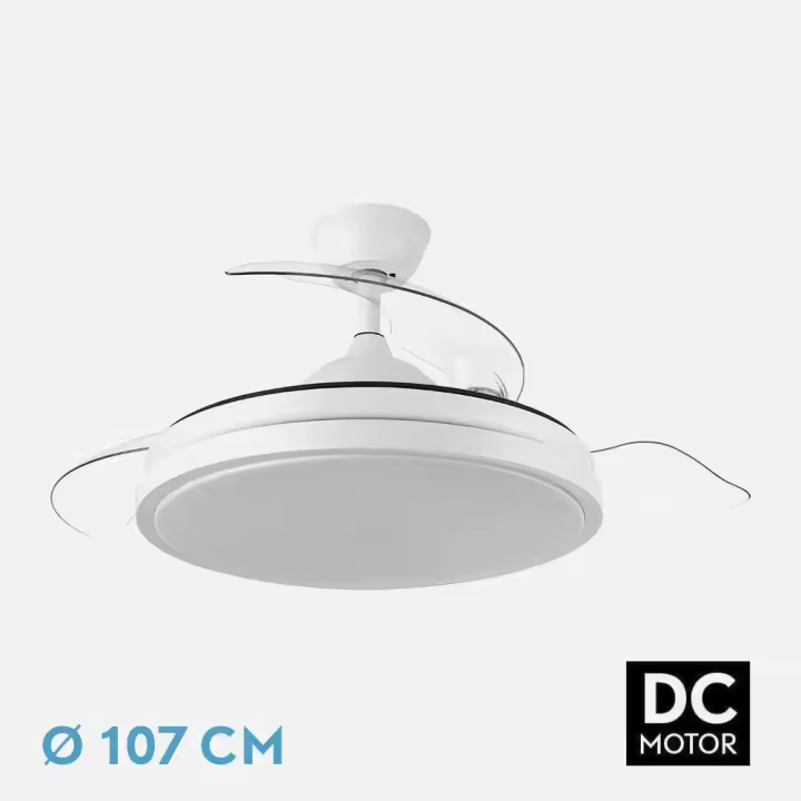 Ventilador Dc Escorpion 59w Blanco 3aspas desplegables 107d 6980lm 3000-4000-6000k Remoto+ Temporizador+ Memoria - 1