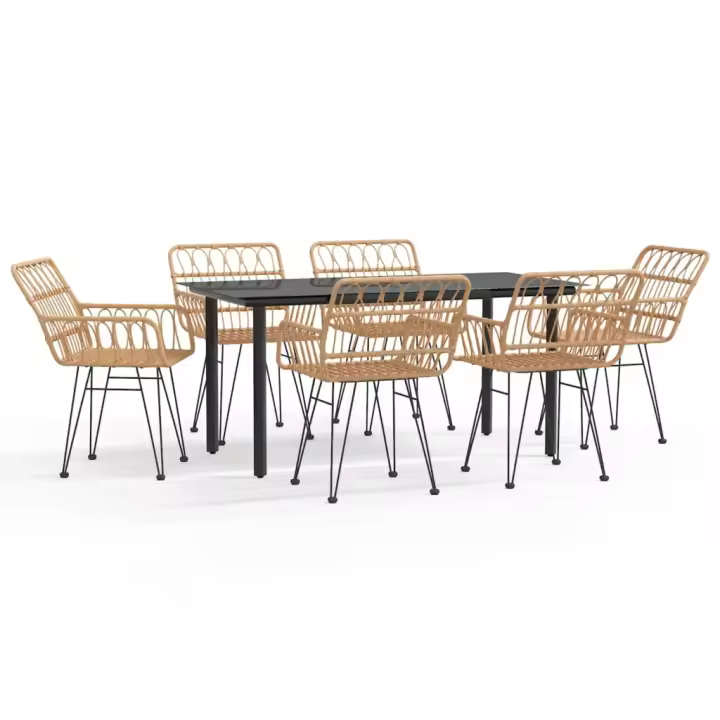 vidaXL Juego de comedor de jardín 7 piezas ratán sintético - 1