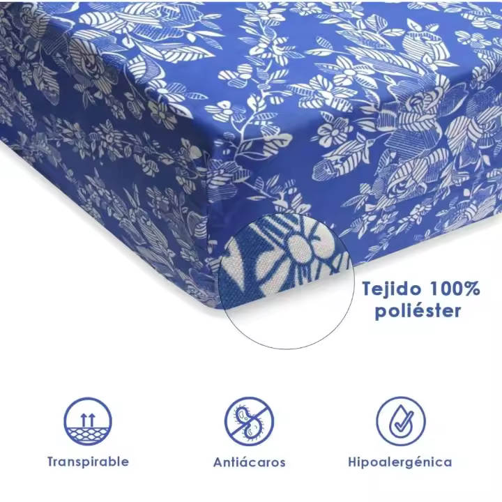 JIMENÉZ HOME Funda de Colchón Azul con Cremallera en L Tacto Suave - Microfibra de Poliéster - Calidad/Precio Excelente - 1