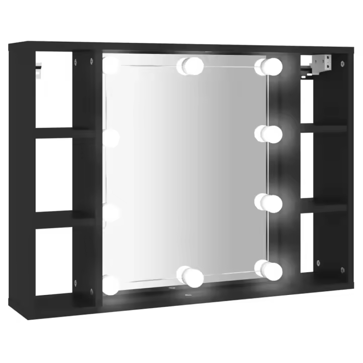 VidaXL Muela con Espejo y LED Negro 76x15x55 cm - 1
