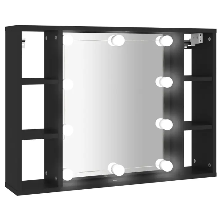 VidaXL Muela con Espejo y LED Negro 76x15x55 cm - 1