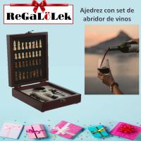 Set accesorios vino, caja ajedrez, abridor, tapón, vertedor, anillo antiderrames, granate, Regalolek - details 1