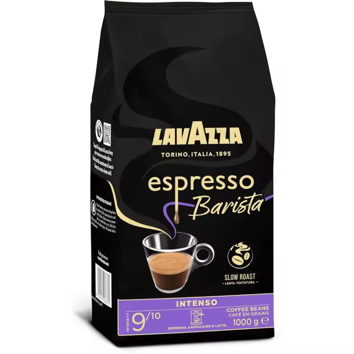 Lavazza, Espresso Barista Intenso, Café en Grano Natural Tostado, Ideal para Máquina de Café Espresso o Superautomática, con Notas Aromáticas de Cacao y Madera, Intensidad 9/10, Tueste Medio, 1 kg - 1