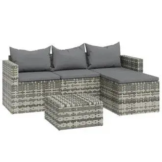 VIDAXL juego de muebles de jardín fabricado en ratán con un acabado en color gris vida xl - 1