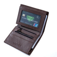 Cartera De Cuero Genuino Para Hombres Organizadora Vertical Tres Plegables Portatarjetas Antirrobo Con Cremallera Monedero - details 8