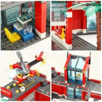 Bloques De Construcción De La Ciudad Serie Estación De Bomberos Con Camión Helicóptero Barco Juguete Asamblea Para Niños Regalos - details 6