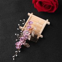 Peine De Boda Lujo Azul Con Flores Y Hojas Doradas Accesorios De Cabello Para Mujer Joyería Para El Cabello Clásica Para Fiesta Y Novia - details 5