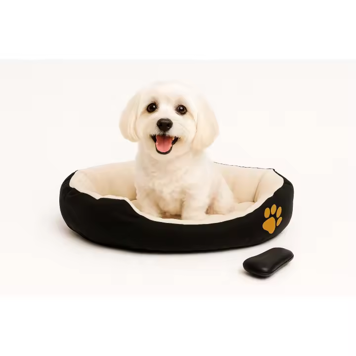Mobiclinic Cama Perro Pluto Cama Perros pequeños Marca española Varios tamaños Suave Cama Gato Base Antideslizante Cómoda y Agradable Lavable a máquina Talla S Negro y Beige - 1