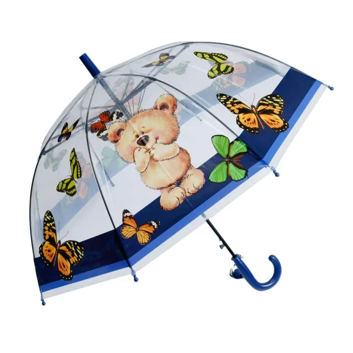 J.S ONDO Paraguas Transparente Bastón Plegable, 50cm Cerrado de NIÑO O NIÑA, Automático, 8 Varillas Resistente Al Viento,DIBUJO ANIMADO - 1
