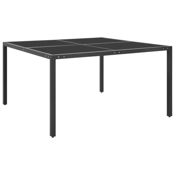 Mesa de jardín de acero y vidrio antracita 130x130x72 cm - 1