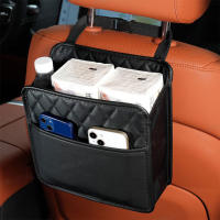 Organizador De Asiento Del Coche SEAMETAL Universal Bolsa De Almacenamiento Plegable Para Teléfono Paraguas Pañuelo Portátil De Cuero PU Negro Resistente Al Agua - details 2