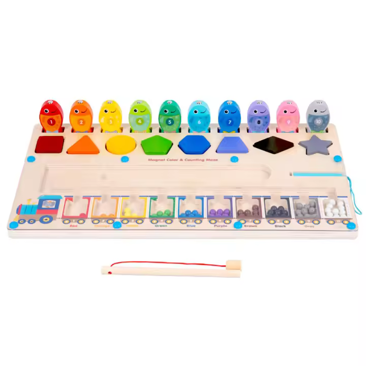 Juego De Puzzle Magnético De Colores Y Números Tablero De Laberinto De Madera Para Niños Montessori Desarrollo De Habilidades Motoras Finas - 1