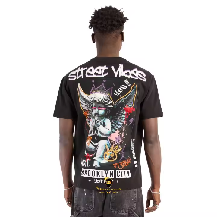 Camiseta Left Point Negra Pedrería Brillante Street Vibes - 1