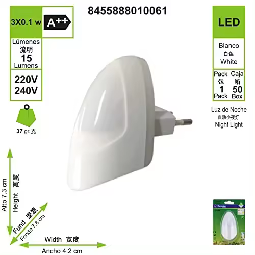 Luz de noche LED, portalámparas de luz nocturna con sensor de luz automático, apto para familias con niños y ancianos (Pack3) - 1
