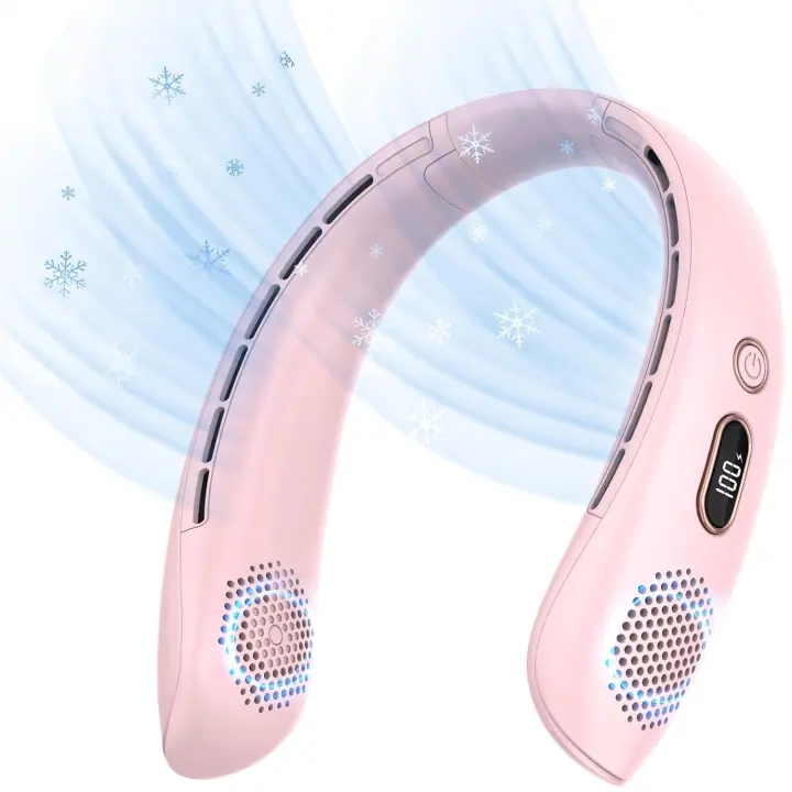 Ventilador de Cuello,Portátil Mini Ventilador Cuello,Ventilador USB Recargable Bateria Silencioso Sin Aspas con LCD,Flujo de Aire 360°,3 Velocidades,Regalo para Mujeres,Hombres(Blanco) - 1