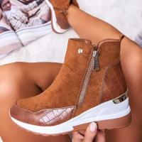 Botas Altas De Verano a Otoño Para Mujer Con Plataforma Y Tacón Ancho Talla Grande Zapatillas Modernas De Material PU Y Goma - details 4