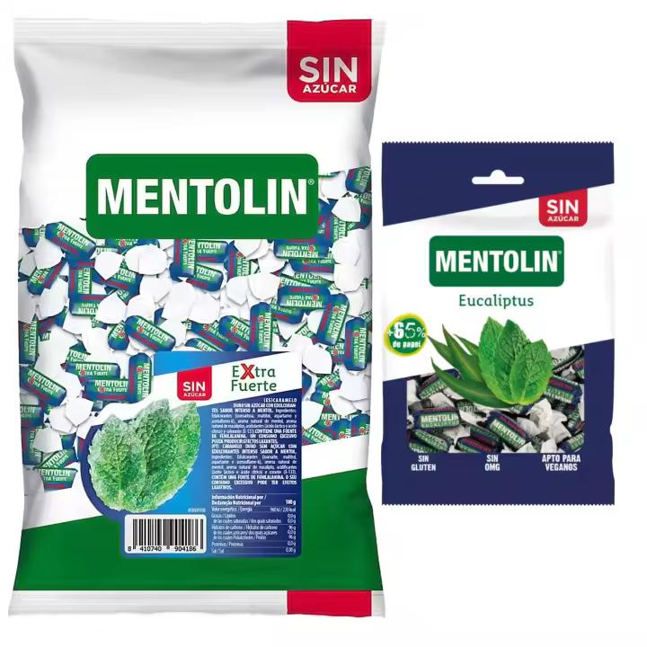 Mentolín caramelos garganta extra fuerte s/a bolsa 1kg y de regalo eucaliptus s/a bolsa 100g - 1