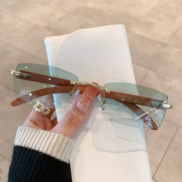 Gafas De Sol Rectangulares Punk Para Hombres Y Mujeres Estilo Trendy Sin Marco Protección UV400 Conducción Gafas De Moda Sin Marco Gradiente - 1
